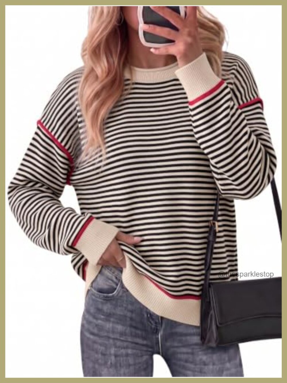 Oversized Striped Knit Pullover Sweater Women Fall Winter Tunic